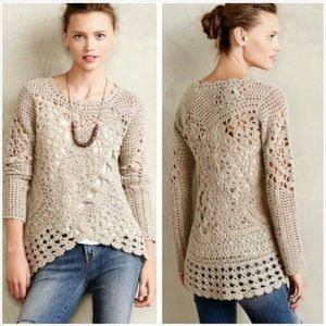 Anthropologie Handknit Posey Pullover